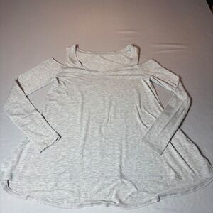 SO Womens Cold Shoulder Long Sleeve V-Neck Heather Gray Flared Tunic Top Small